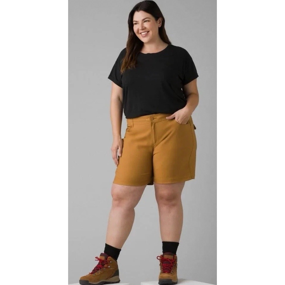 Prana Halle Short Plus II Earthbound Brown 18W 7" Inseam Hiking Gorpcore Camping